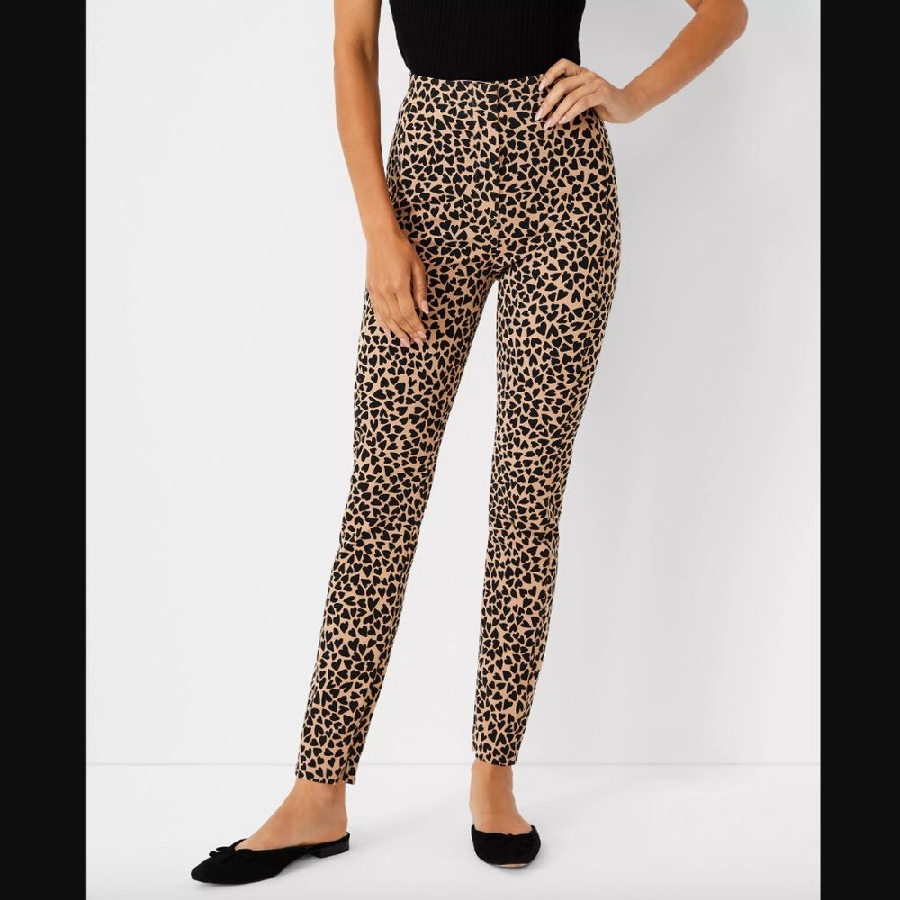 NWT ANN TAYLOR | The Audrey Heart Pants Bi-Stretch Tan Black Skinny Fitted